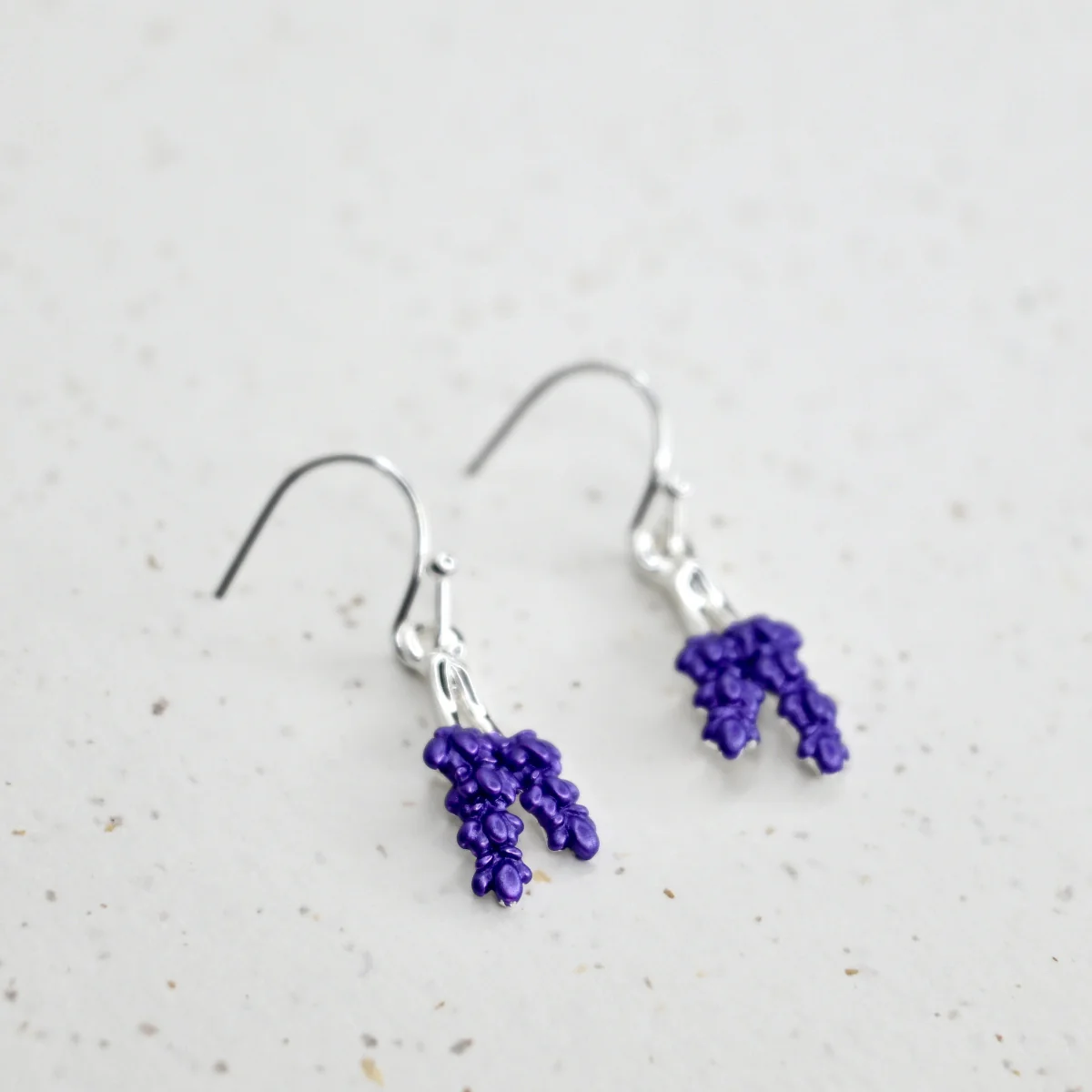 Handcrafted Lavender Earrings in Silver - Image 2