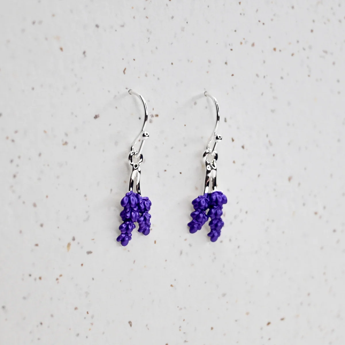 Handcrafted Lavender Earrings in Silver - Image 3
