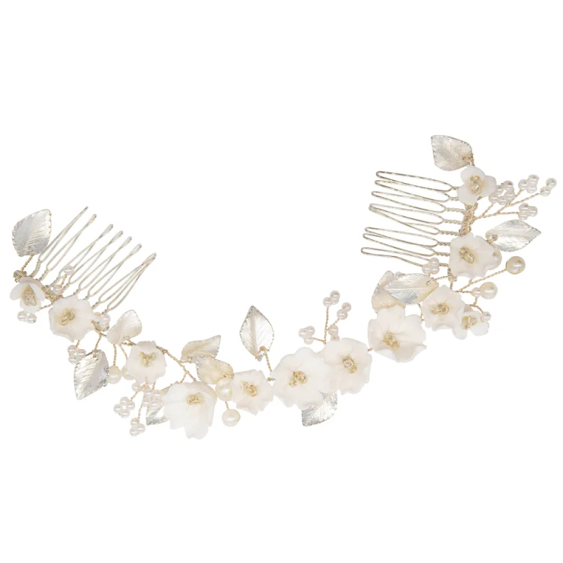 Netherfield Ball Pearl and Flower Hair Comb Accessory - Image 2