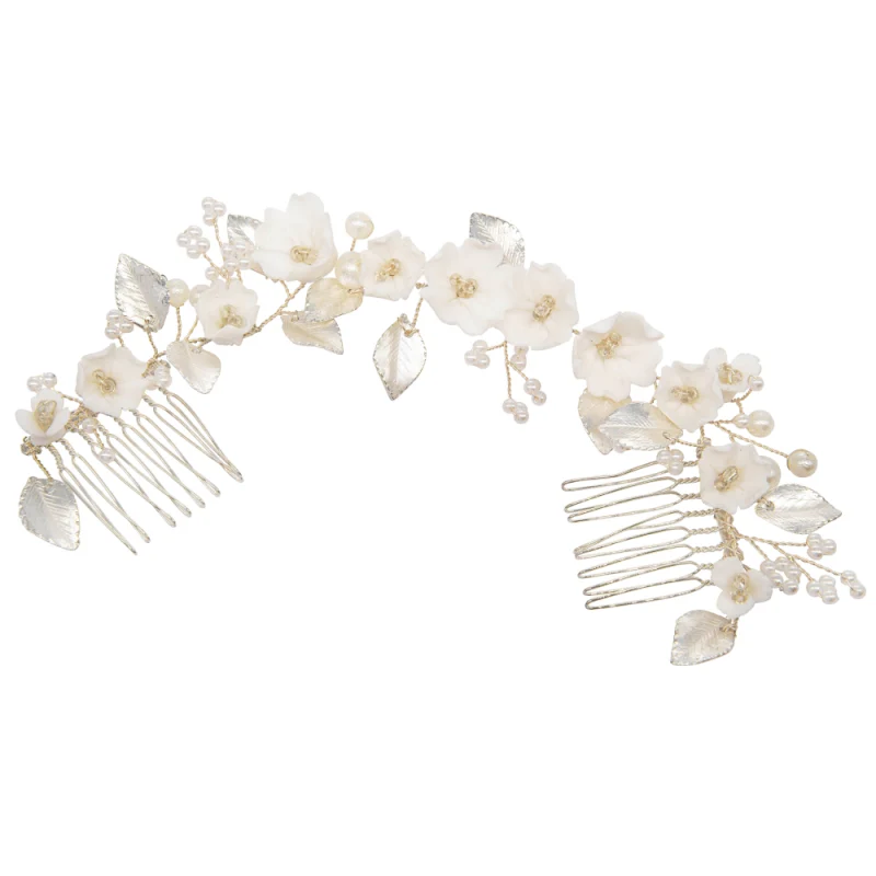 Netherfield Ball Pearl and Flower Hair Comb Accessory - Image 3
