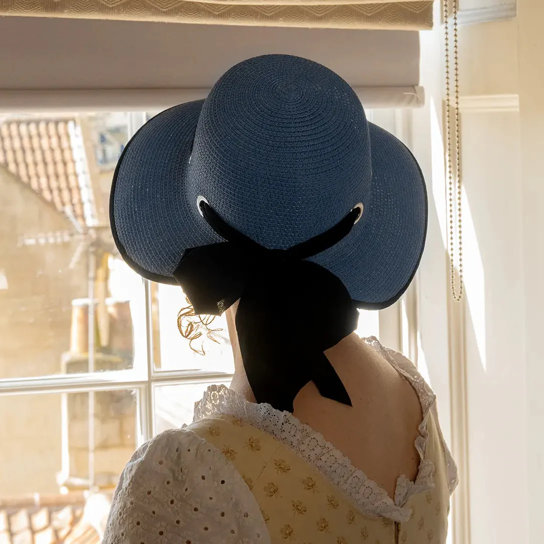 Open Back Regency Bonnet in Blue