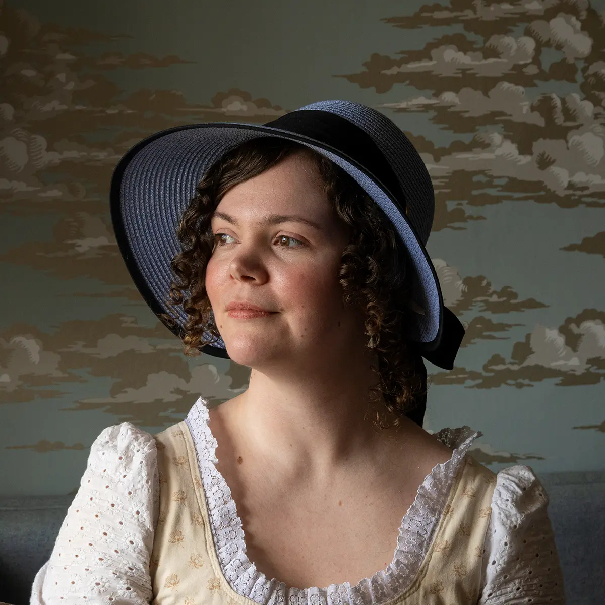 Open Back Regency Bonnet in Blue - Image 6