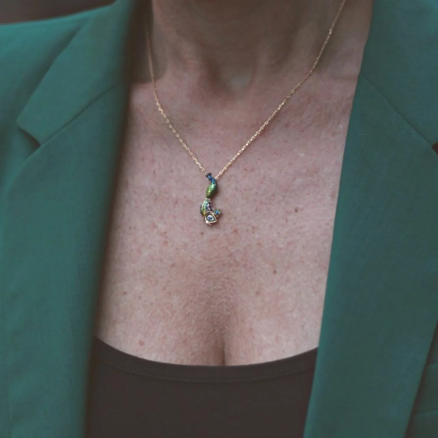 Peacock Enamelled Necklace - Image 2