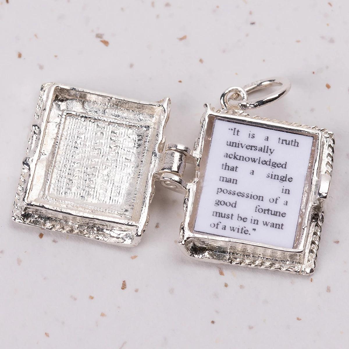 Pride and Prejudice Silver Book Charm Pendant - Image 2