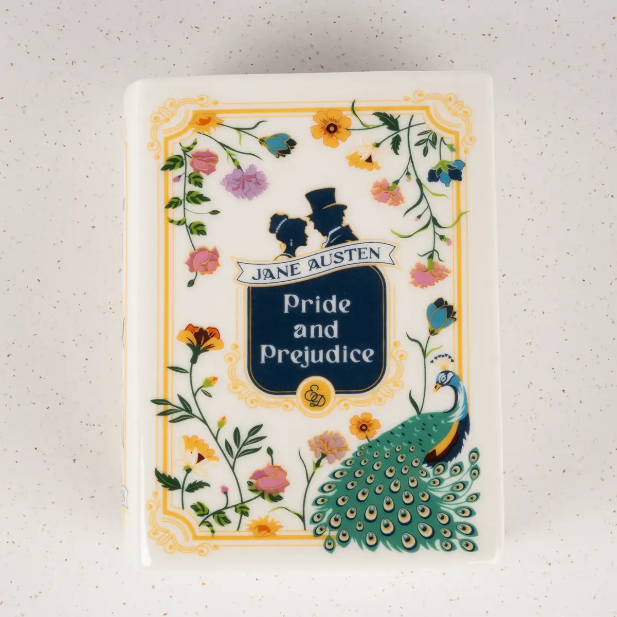 Pride and Prejudice Ceramic Mini Book Vase - Yellow Floral