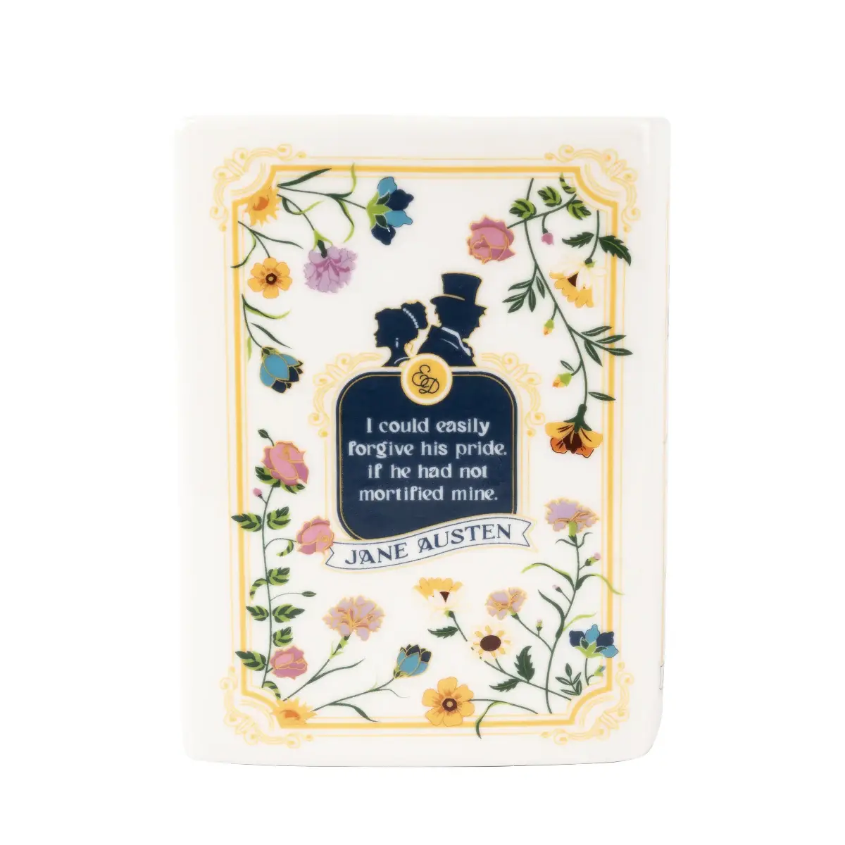 Pride and Prejudice Ceramic Mini Book Vase - Yellow Floral - Image 4