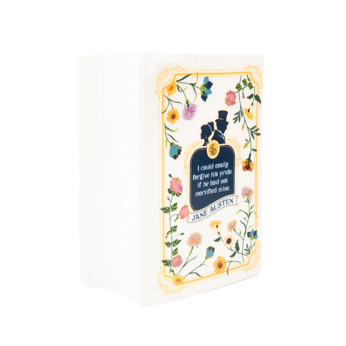 Pride and Prejudice Ceramic Mini Book Vase - Yellow Floral - Image 5