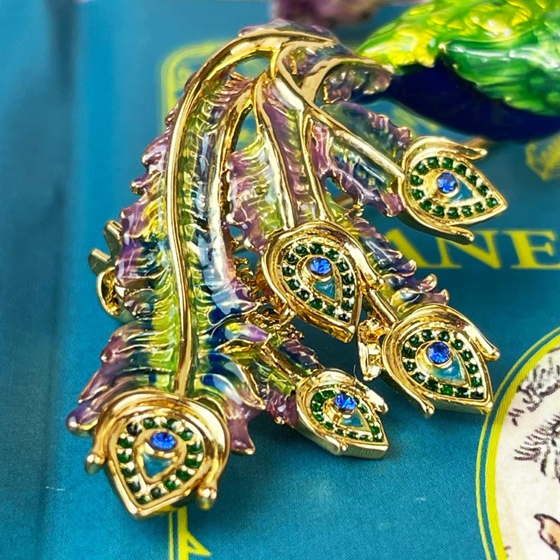 Pride and prejudice enamel peacock brooch - Image 2