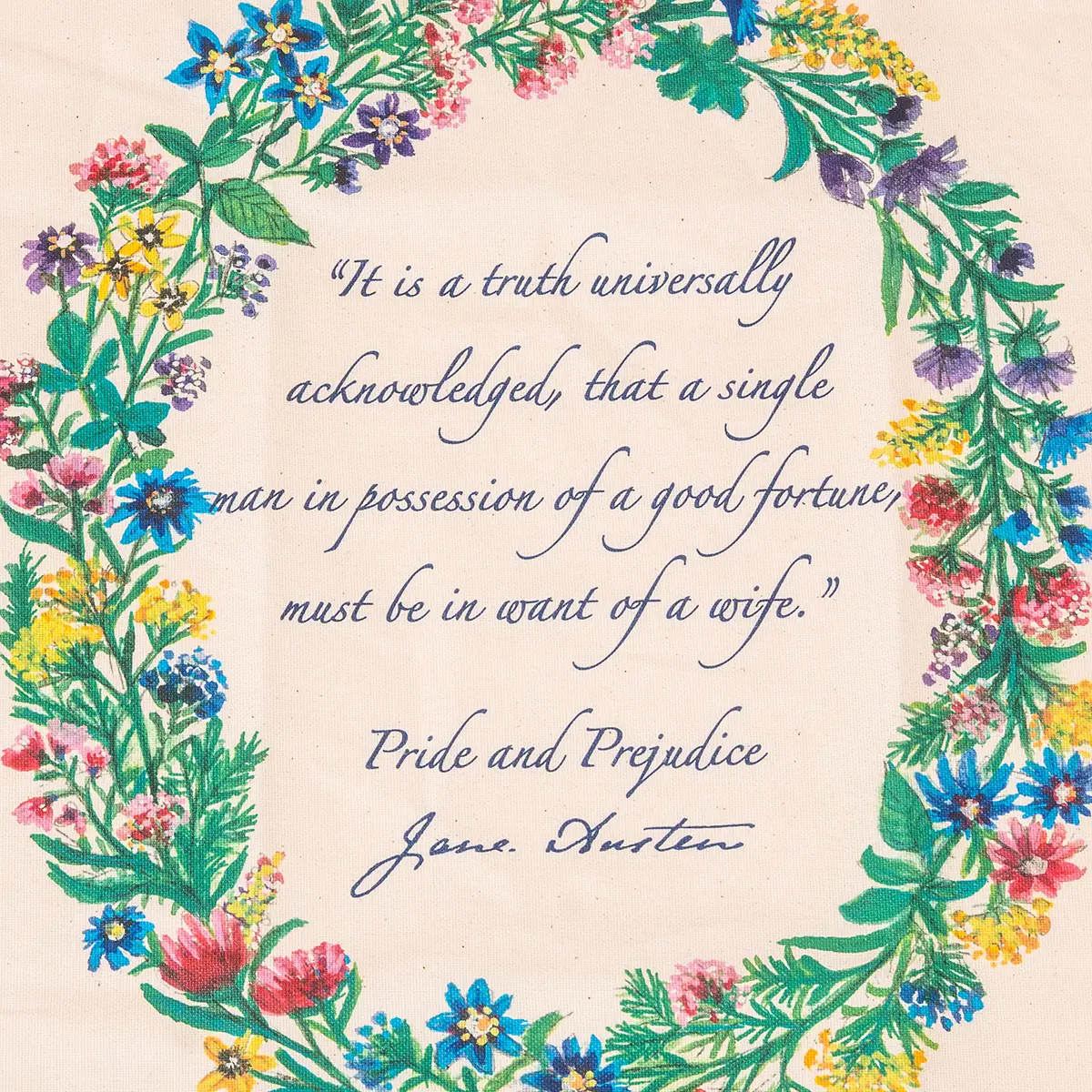 Pride and Prejudice Floral Tea Towel - Image 3
