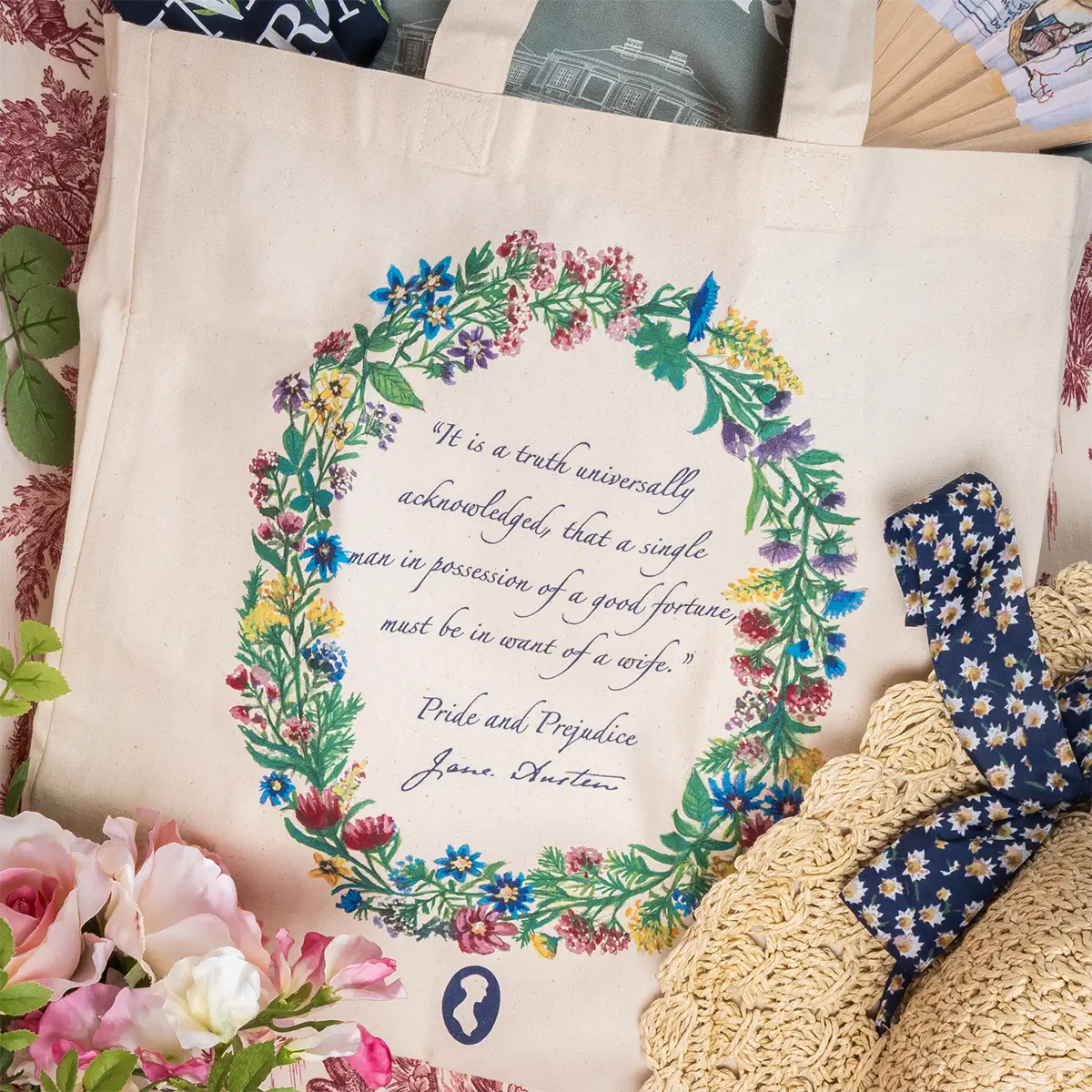 Pride and Prejudice Floral Tote Bag