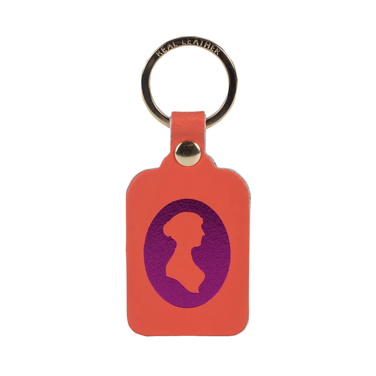Pride and Prejudice Leather Keyring in Coral - Image 2