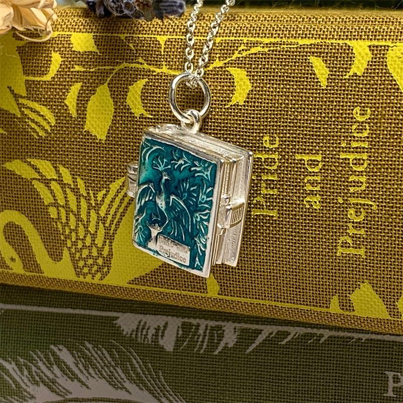 Pride and Prejudice Silver and Enamel Book Charm Locket Necklace | Exclusive Collection - Image 4