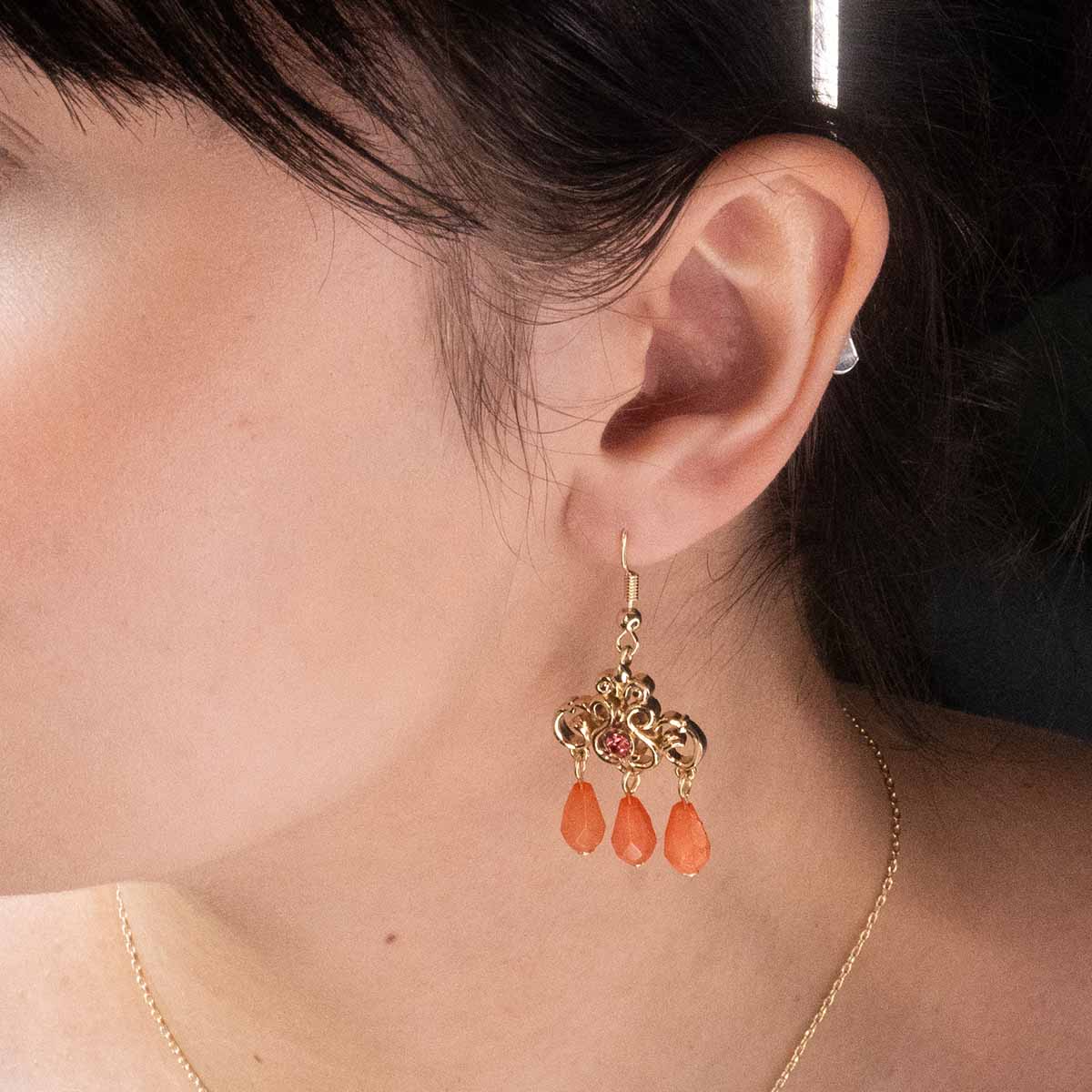 Regency Coral Drop Earrings