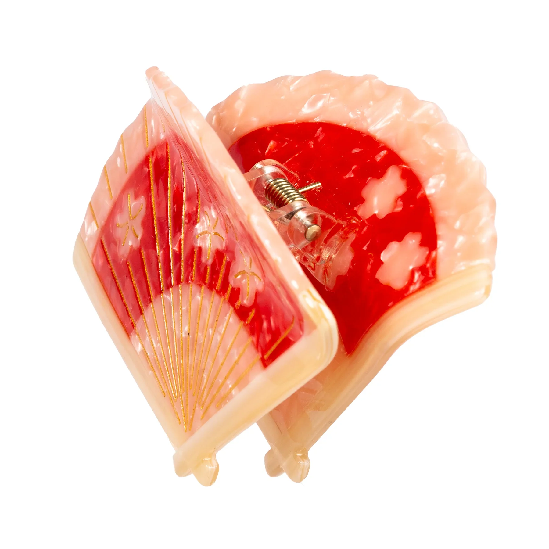 Regency Fan Hair Claw Clip in Red - Image 3