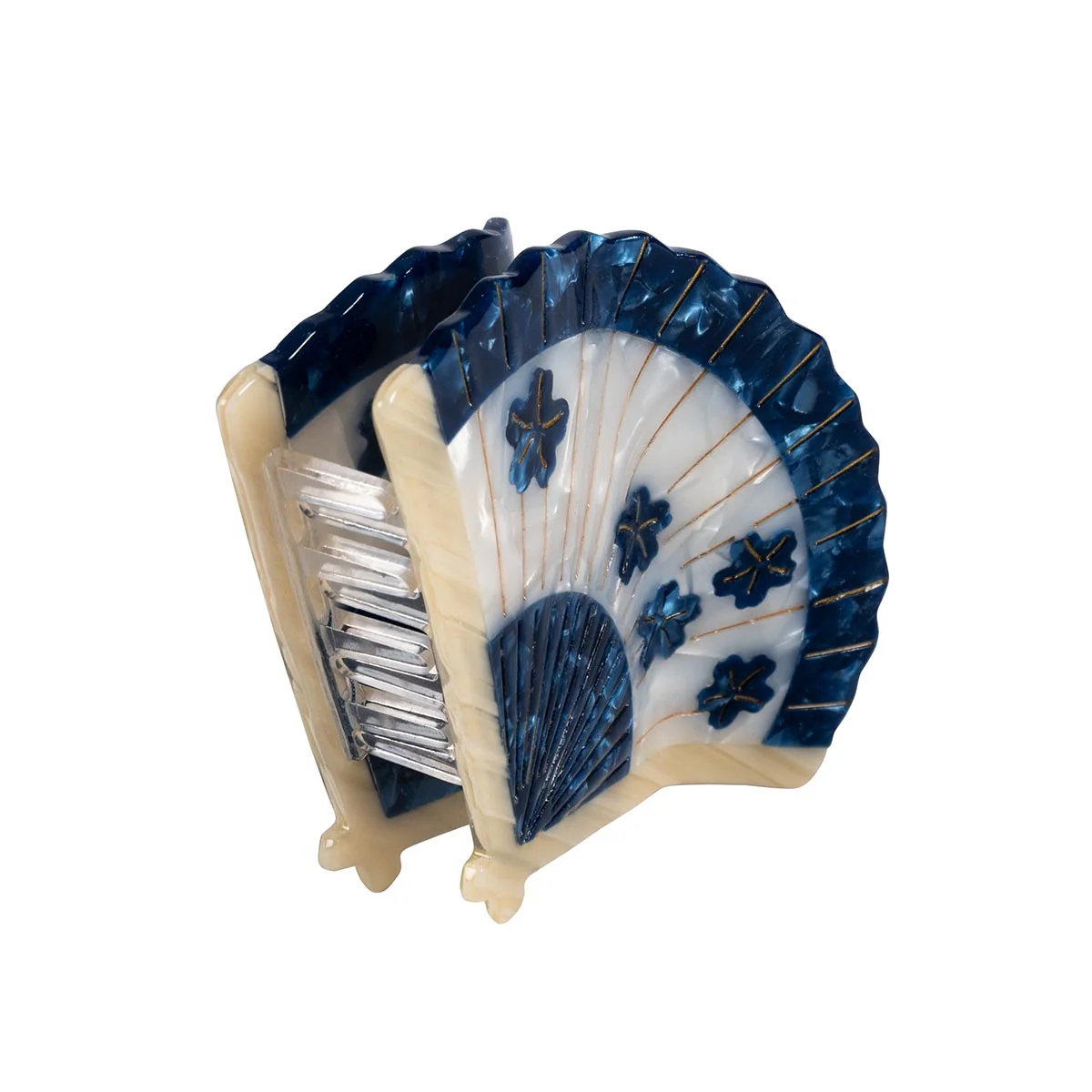 Regency Fan Hair Claw Clip in Blue - Image 2
