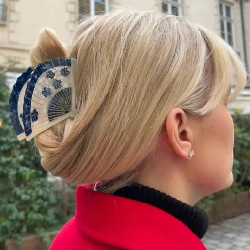 Regency Fan Hair Claw Clip in Blue - Image 3