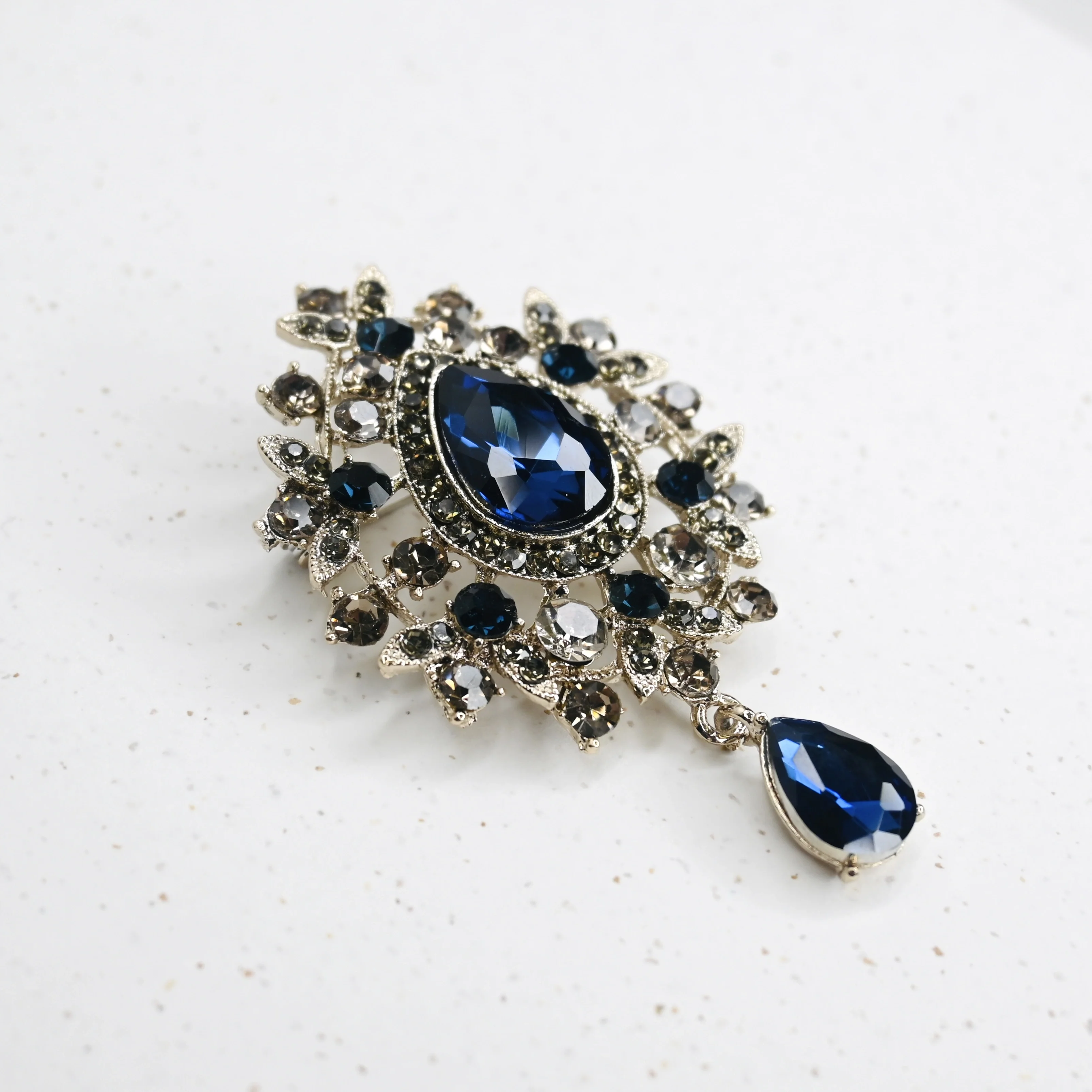 Regency Treasure Brooch in Royal Blue and Vintage Silver - Image 2