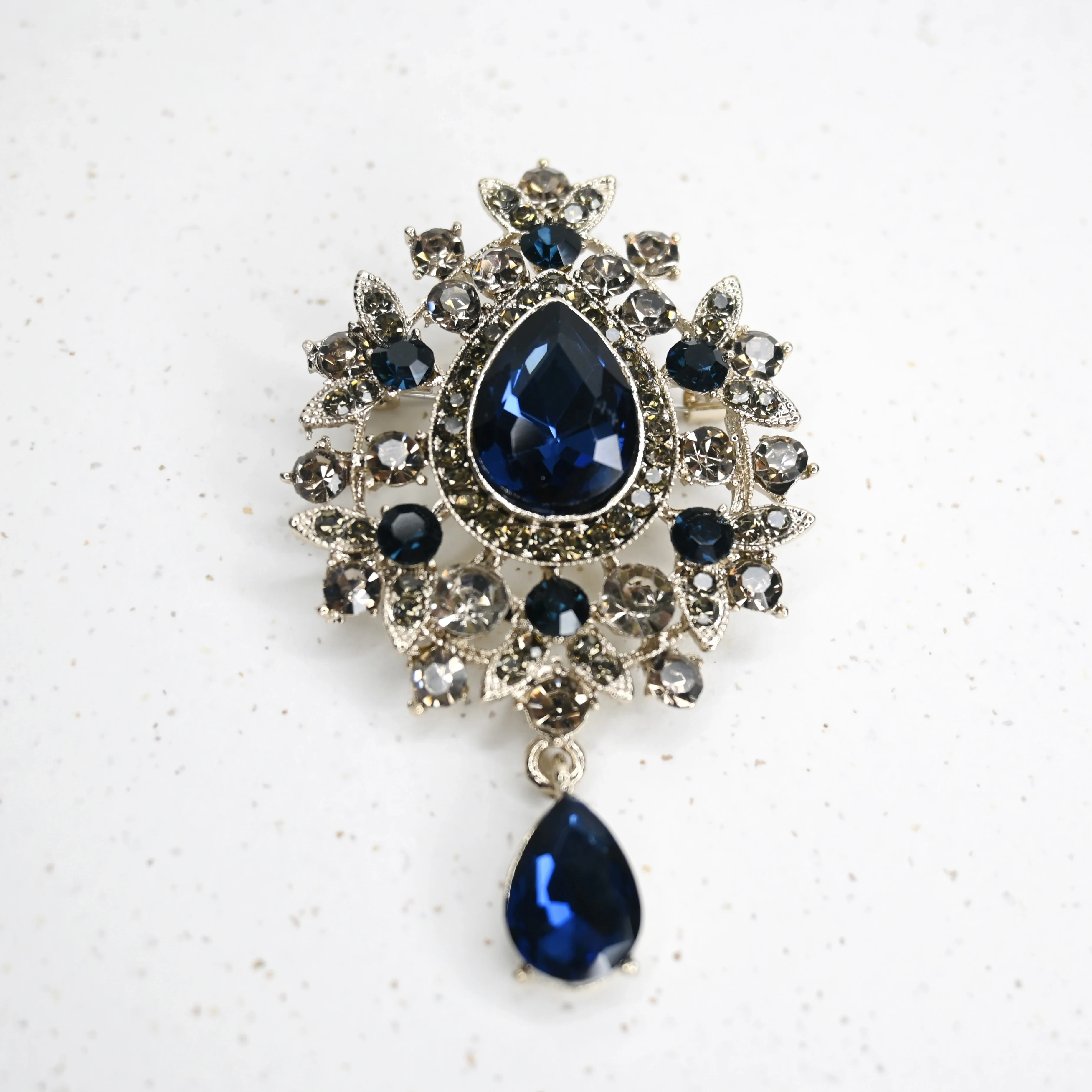 Regency Treasure Brooch in Royal Blue and Vintage Silver - Image 3