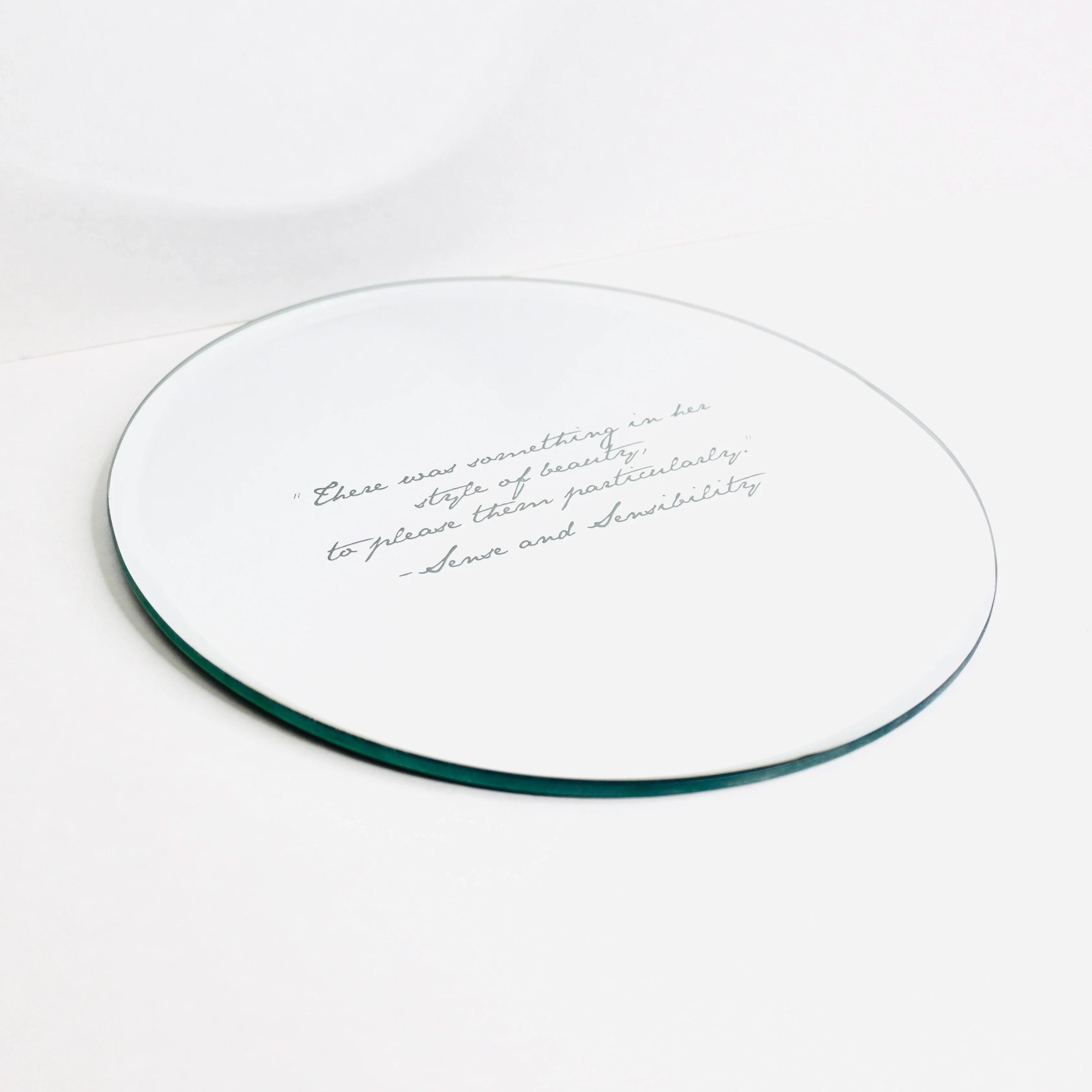 Small Round Wall Mirror with Sense & Sensibility Quote - Image 2