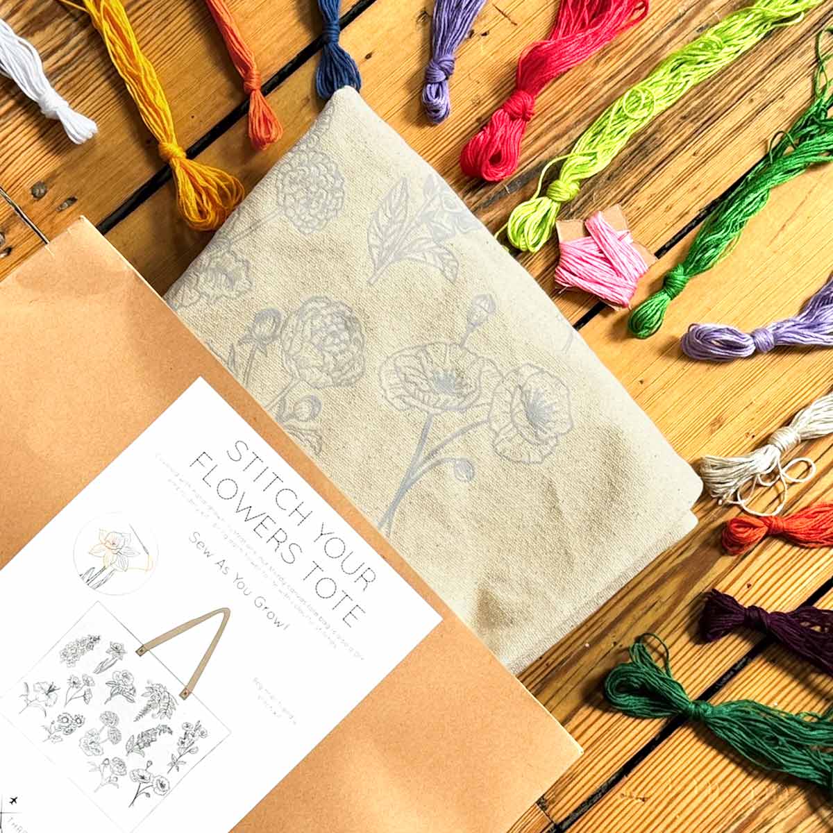 Stitch Your Flowers Tote Bag